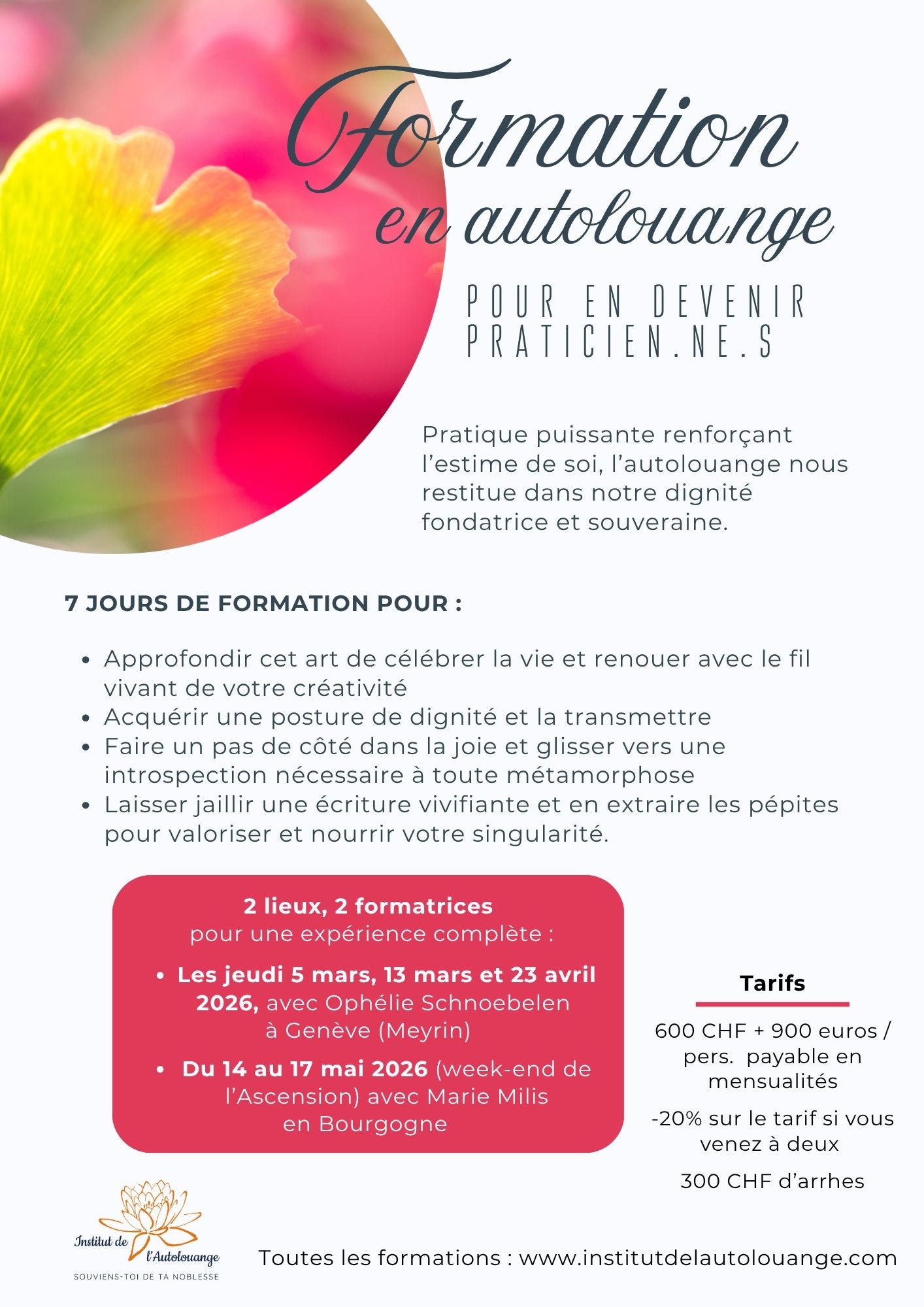 Formation 3+4 dates ok flyer formation praticiens autolouange